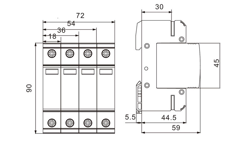 Modular Fuse Base Supplier_Plug-in/changeable SPD Drawing